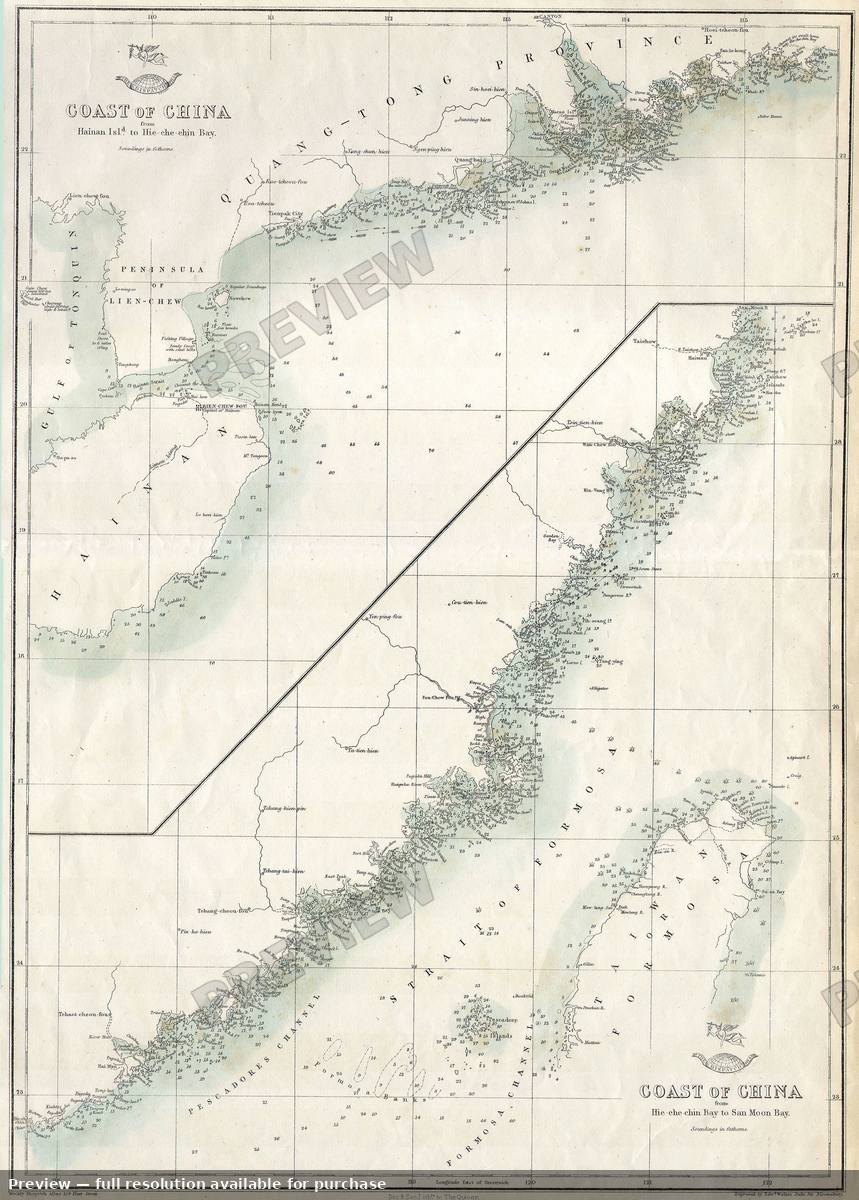 Antique map: Coastof China, 1863, 1863