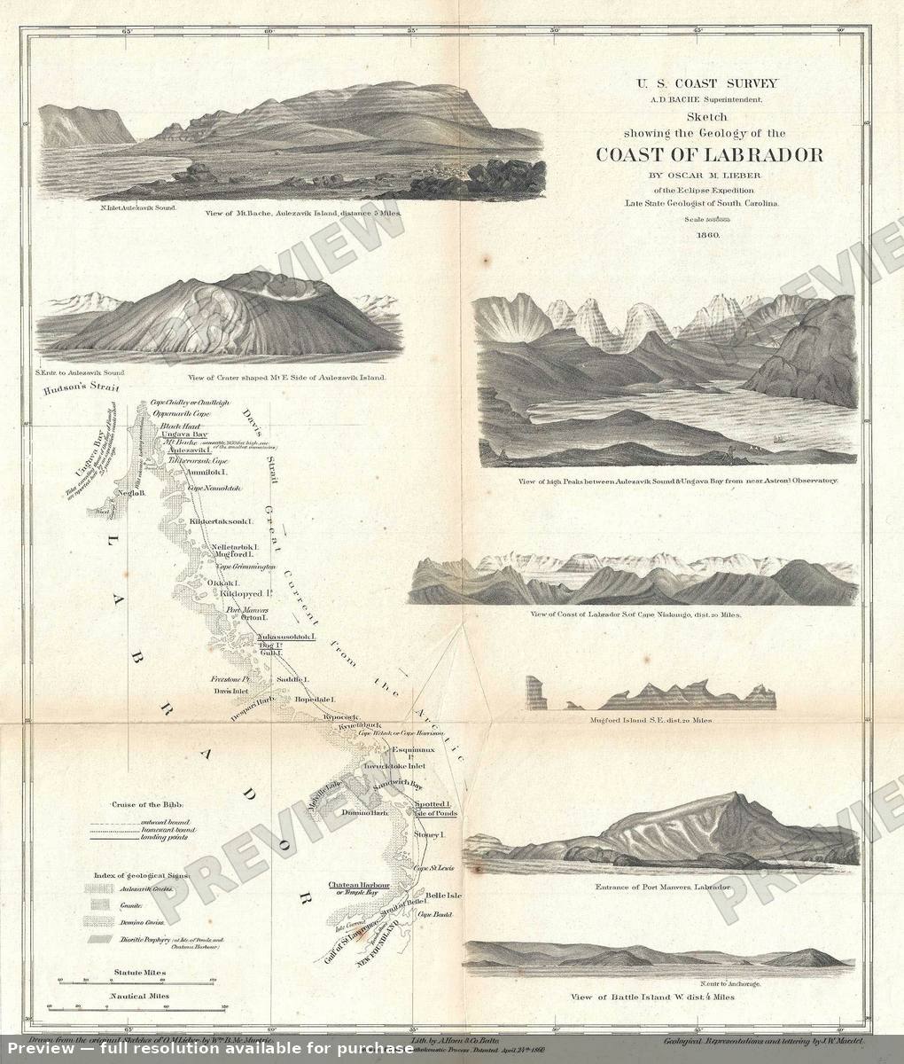 Antique map: Coastof Labrador, 1860, 1860