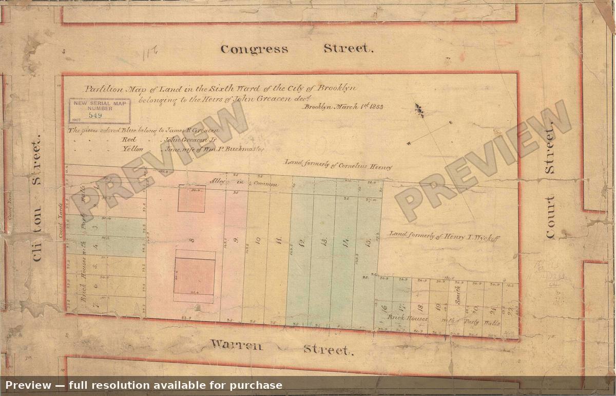 Antique map: Cobble Hill Survey, 1853