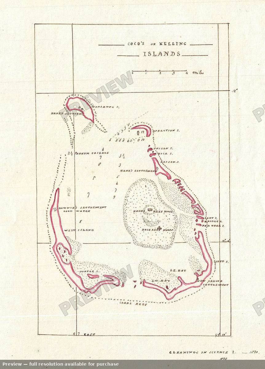 Antique map: Cocos Keeling, 1835, 1835