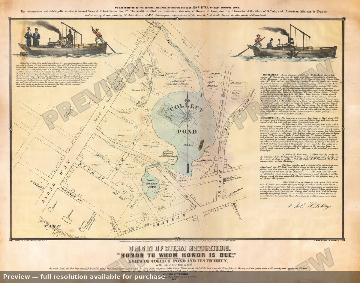 Antique map: Collect Pond Fitch, 1846