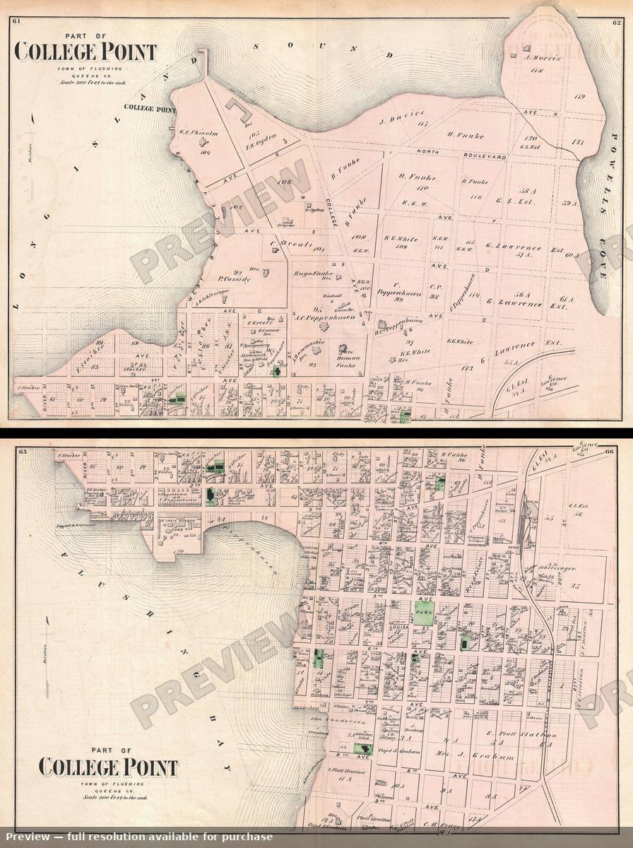 Antique map: College Point, 1873