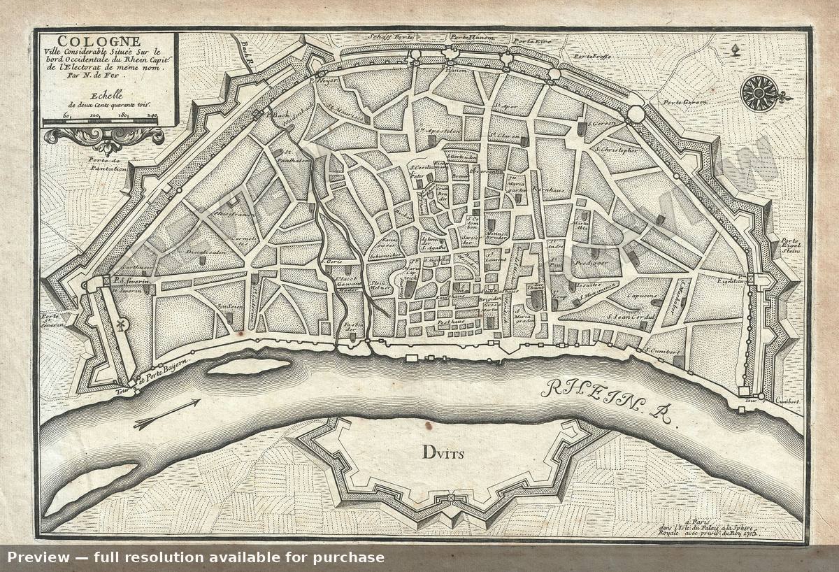 Antique map: Cologne, 1705, 1705