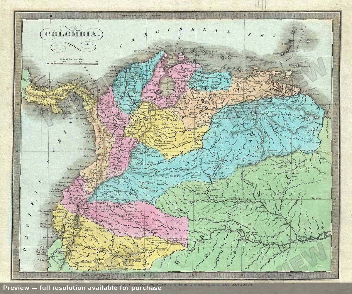 Antique map: Colombia, 1835
