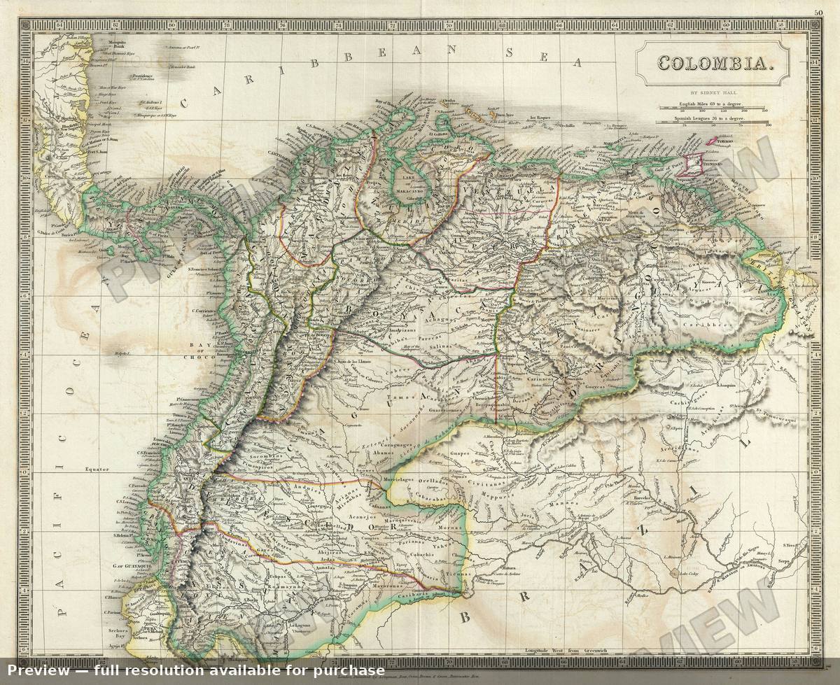 Antique map: Colombia, 1835, 1835