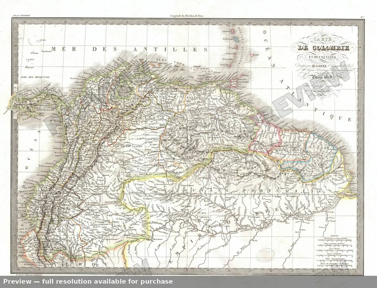 Antique map: Colombie, 1829, 1829