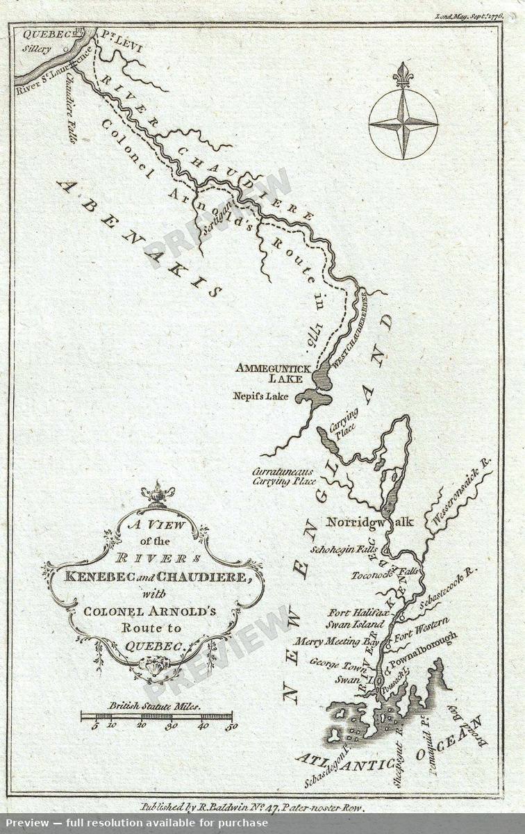 Antique map: Colonel Arnold, 1776, 1776