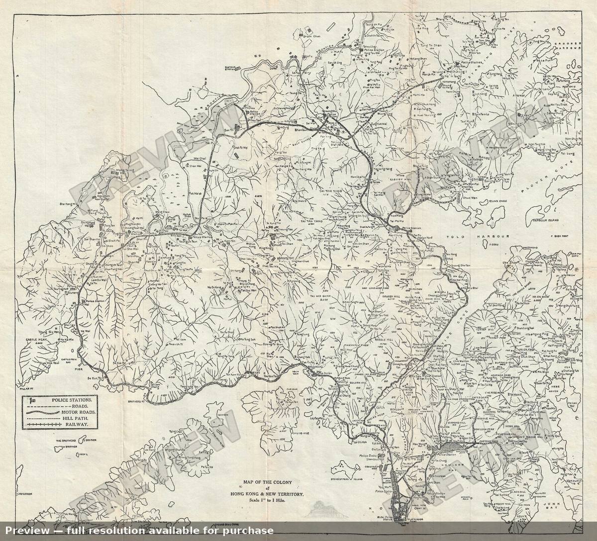 Antique map: Colony Hong Kong, 1920
