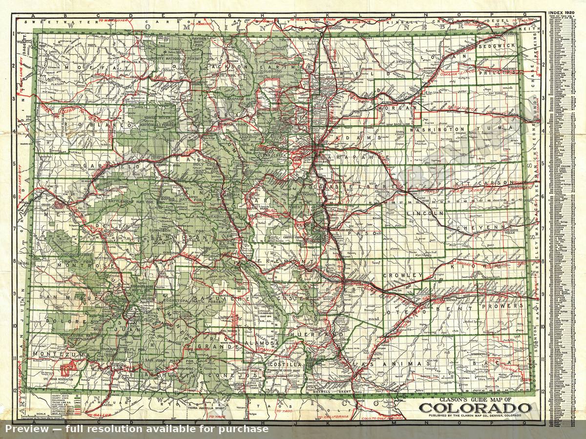 Antique map: Colorado, 1920, 1920