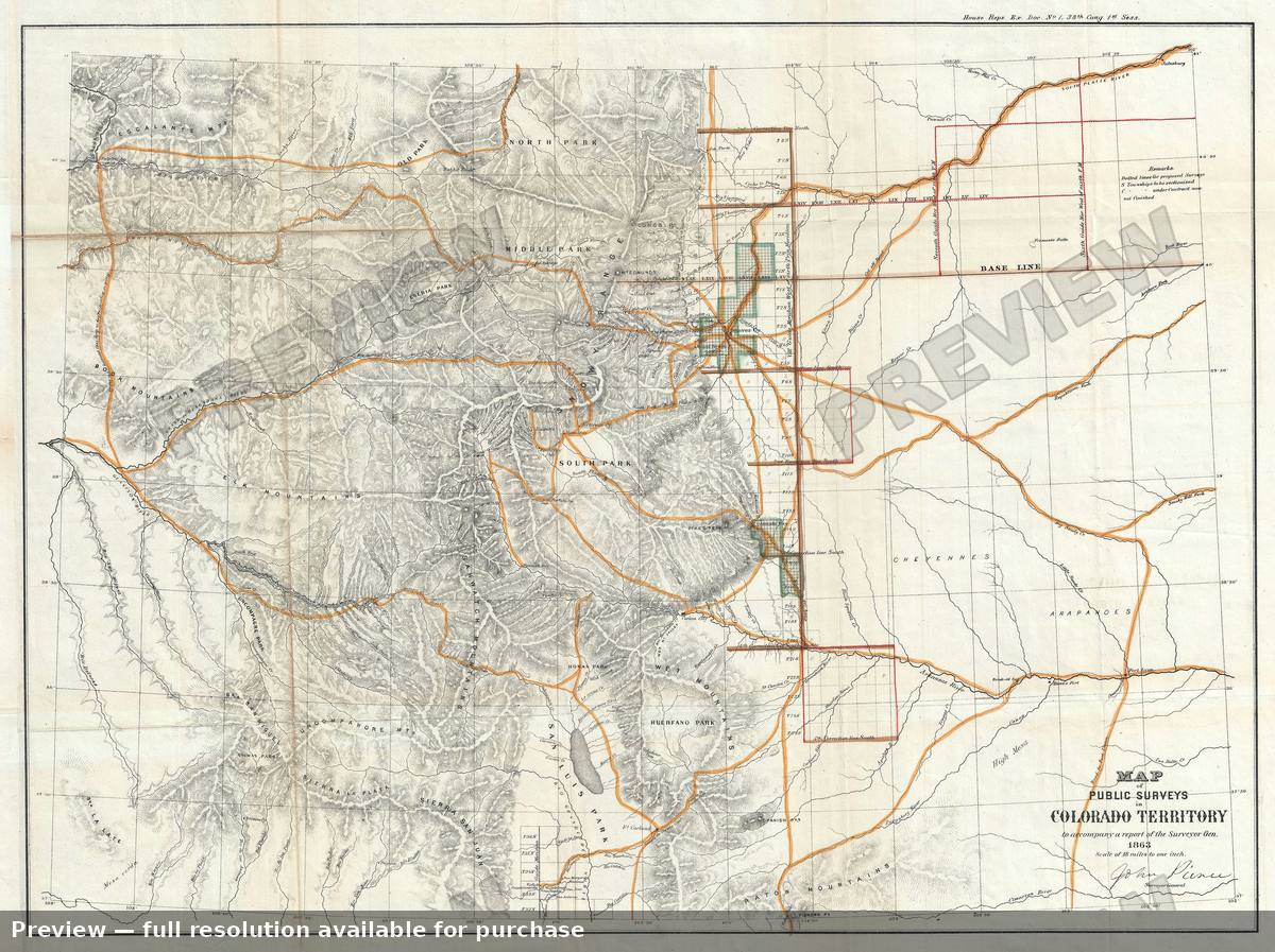 Antique map: Colorado, 1863