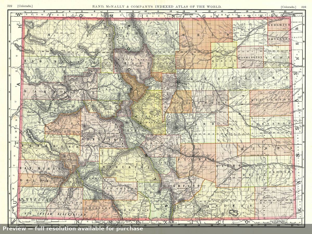 Antique map: Colorado, 1893, 1893