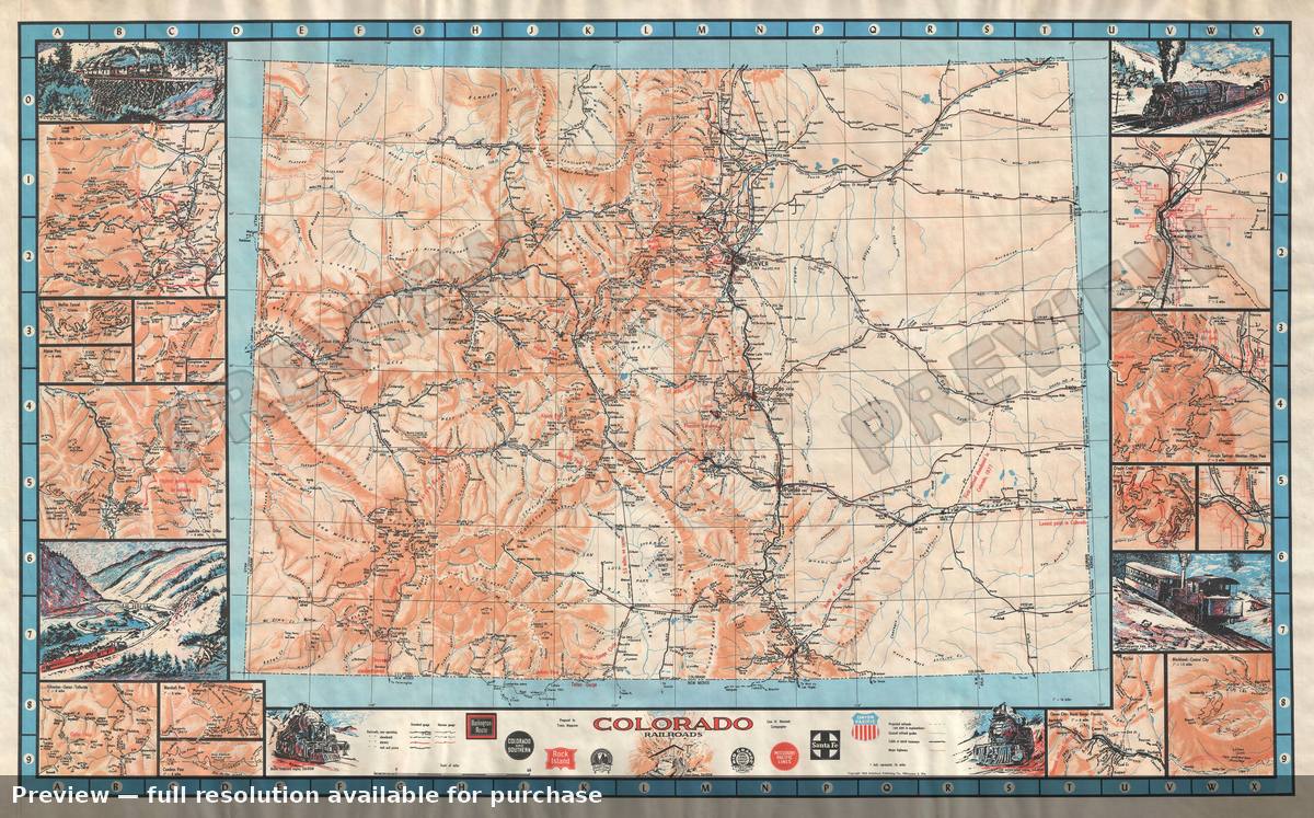 Antique map: Colorado Railroads, 1943, 1943