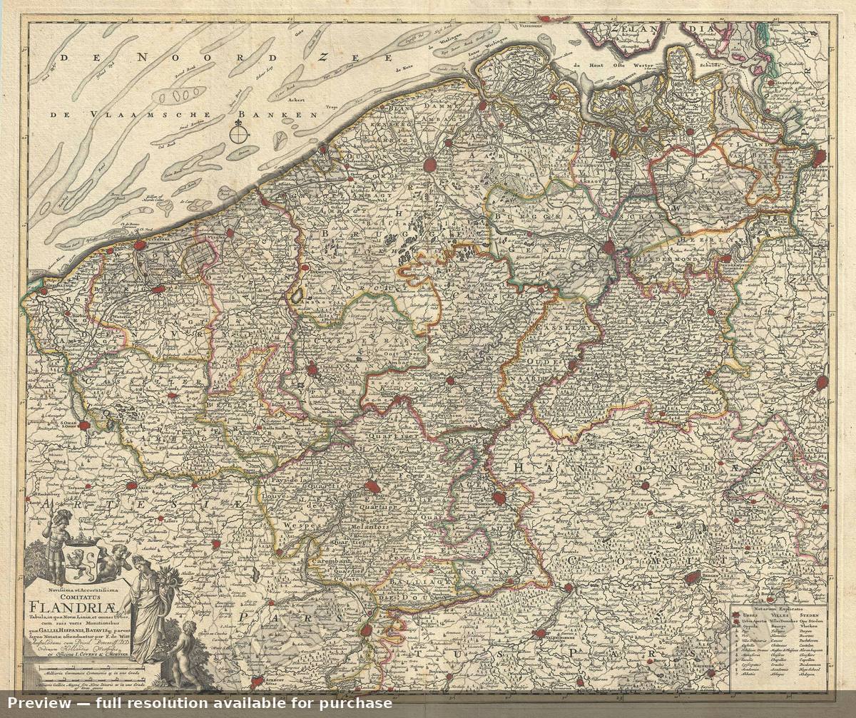 Antique map: Comitatus Flandriae, 1721