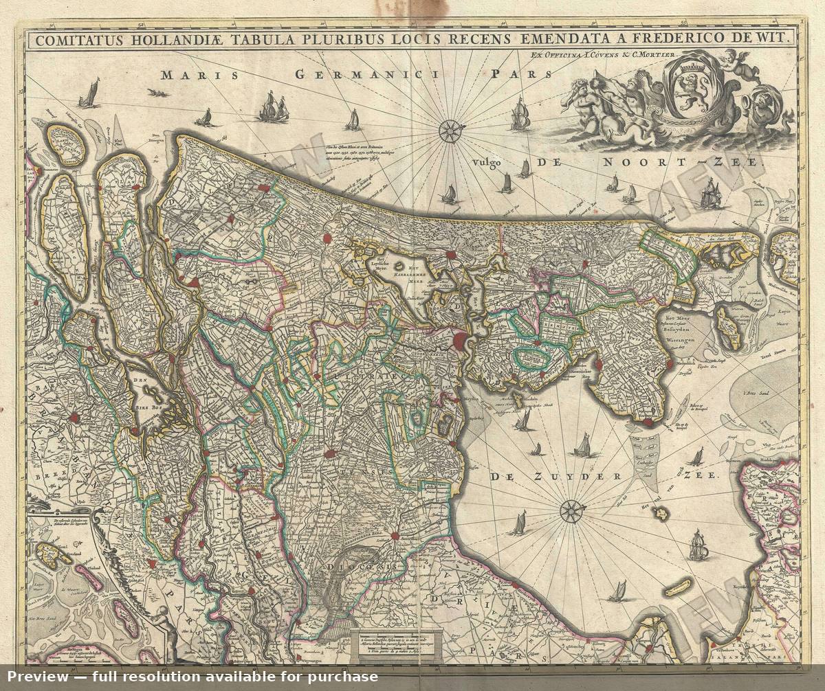 Antique map: Comitatus Hollandiae, 1721