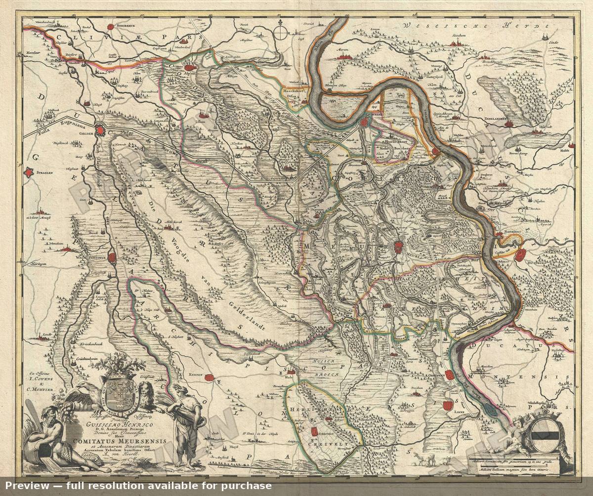 Antique map: Comitatus Meursensis, 1721