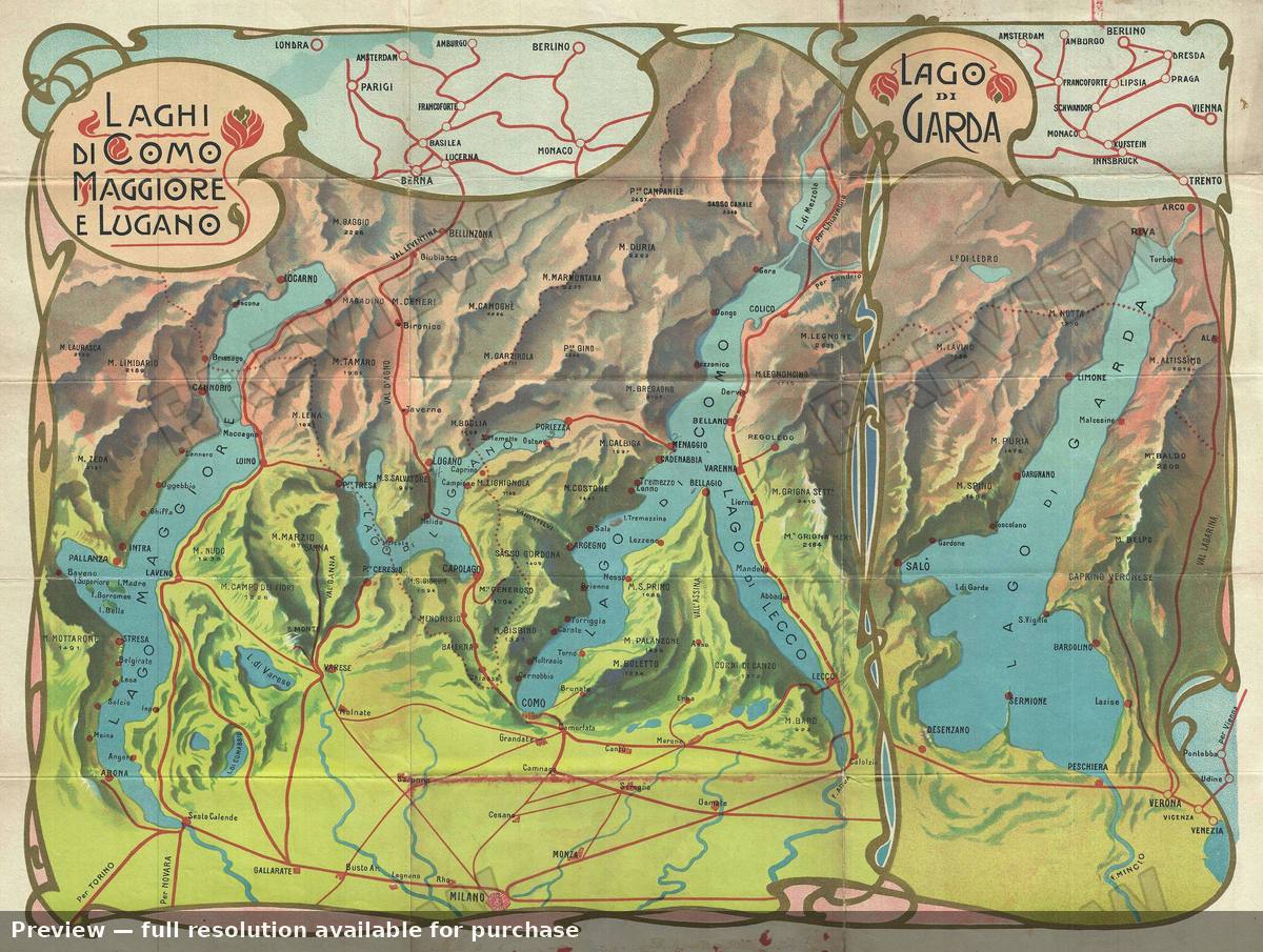 Antique map: Comomaggiorelugano, 1950, 1950