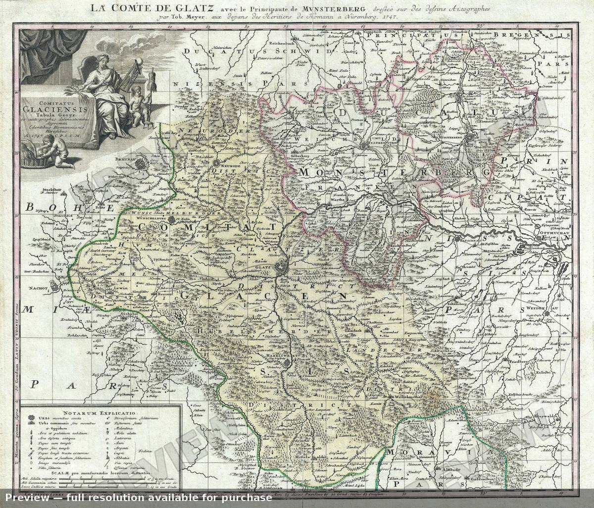 Antique map: Comte De Glatz, 1747