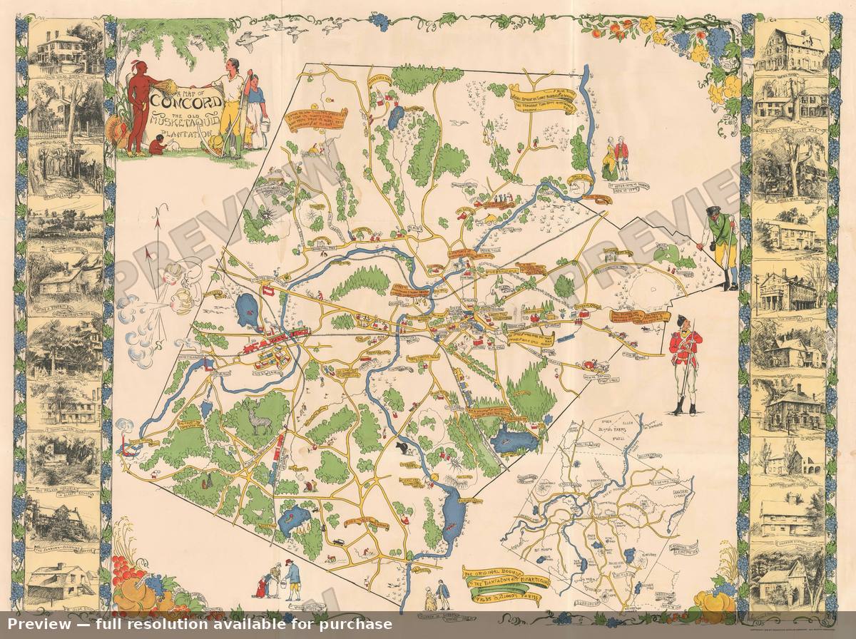 Antique map: Concord Mass, 1928, 1928