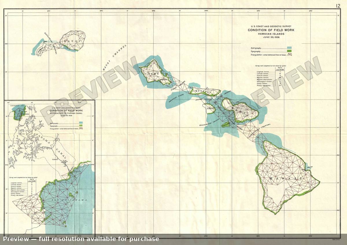 Antique map: Condition Hawaii, 1926
