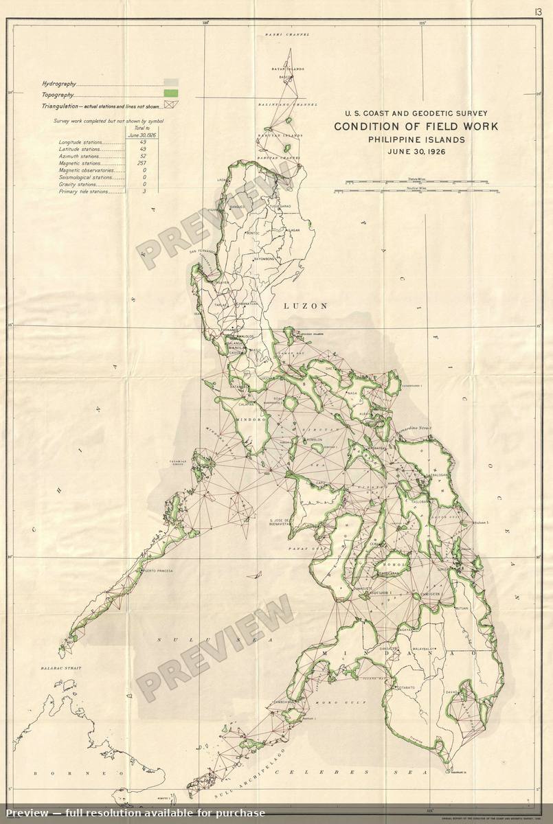 Antique map: Condition Philippines, 1926
