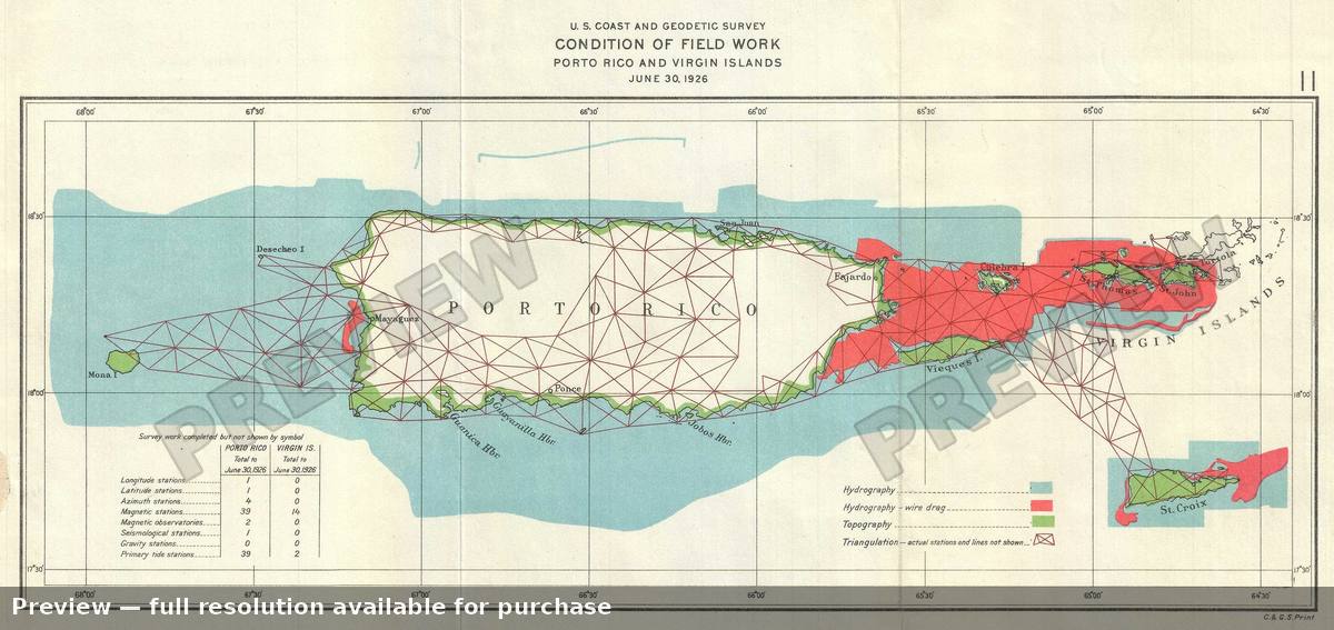 Antique map: Condition Puerto Rico, 1926