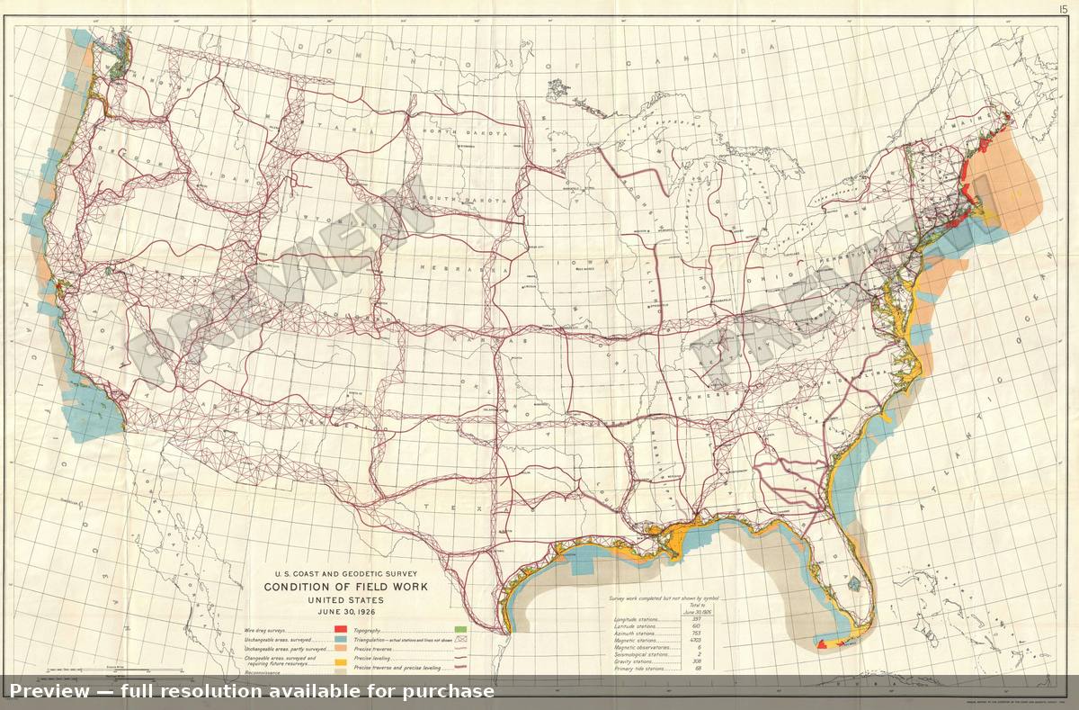 Antique map: Condition United States, 1926