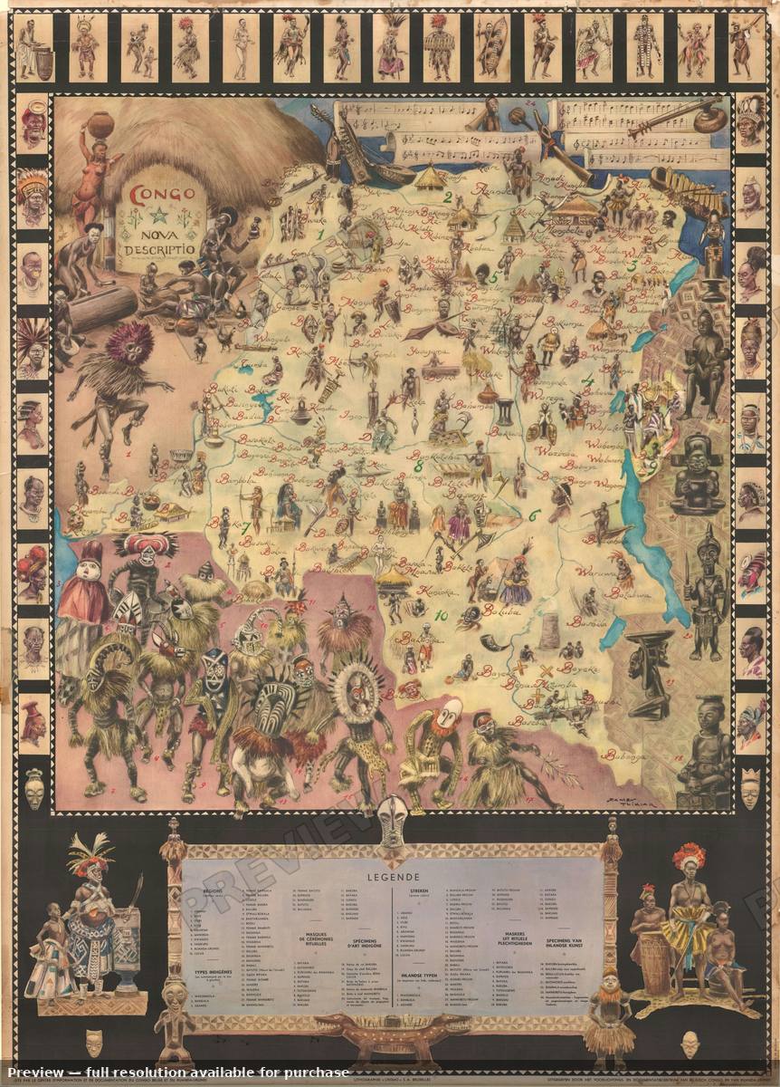 Antique map: Congo, 1950