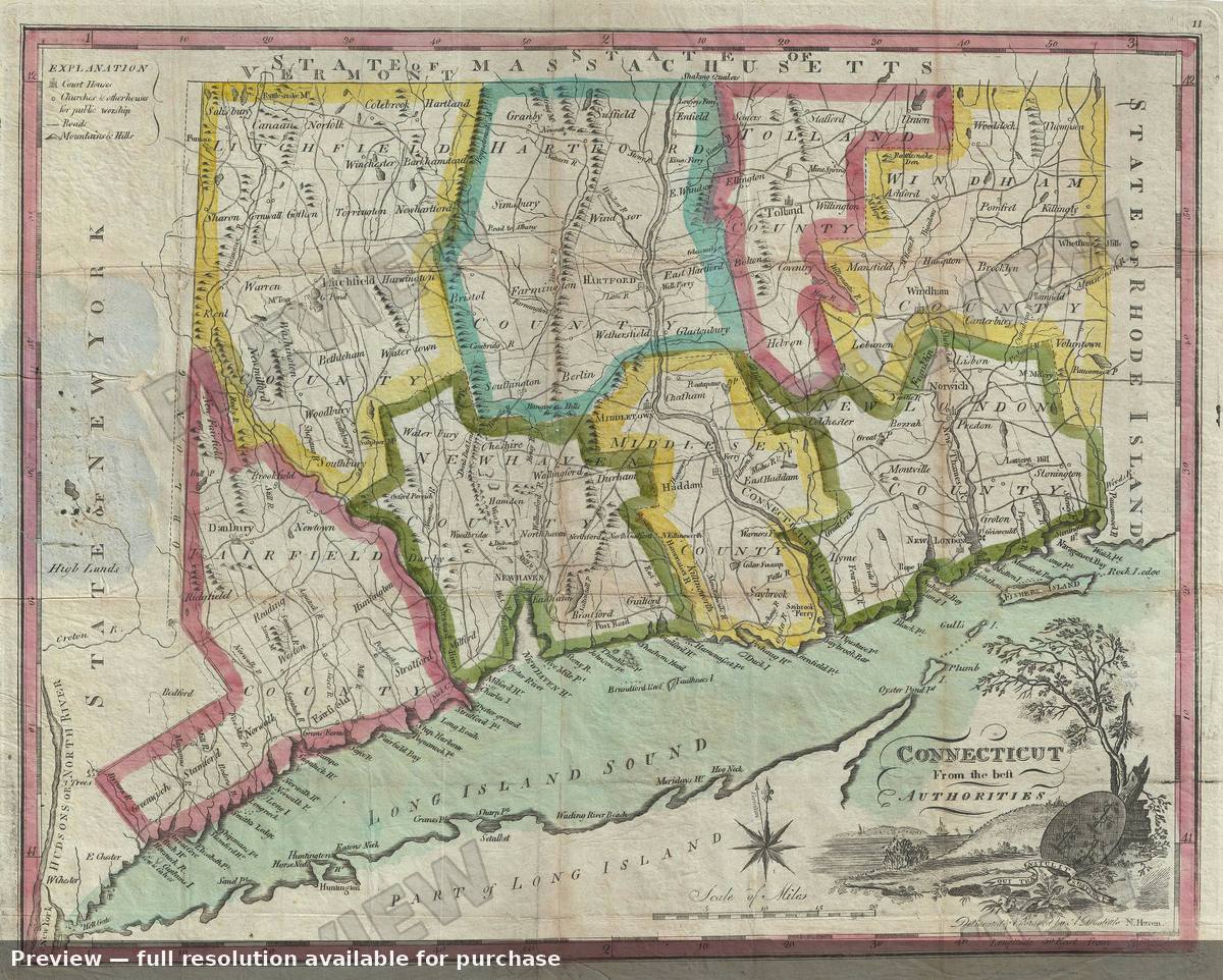 Antique map: Connecticut, 1827, 1827