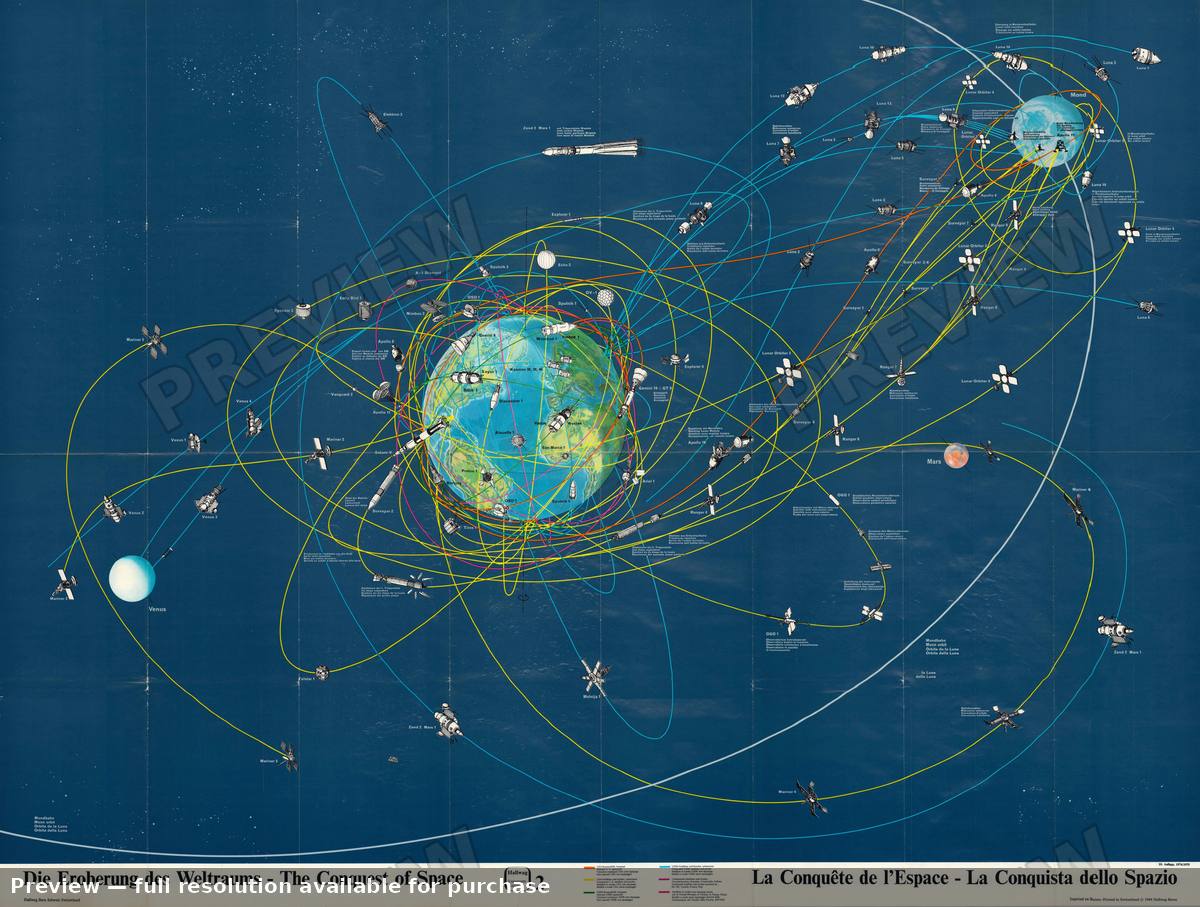 Antique map: Conquest Space, 1975