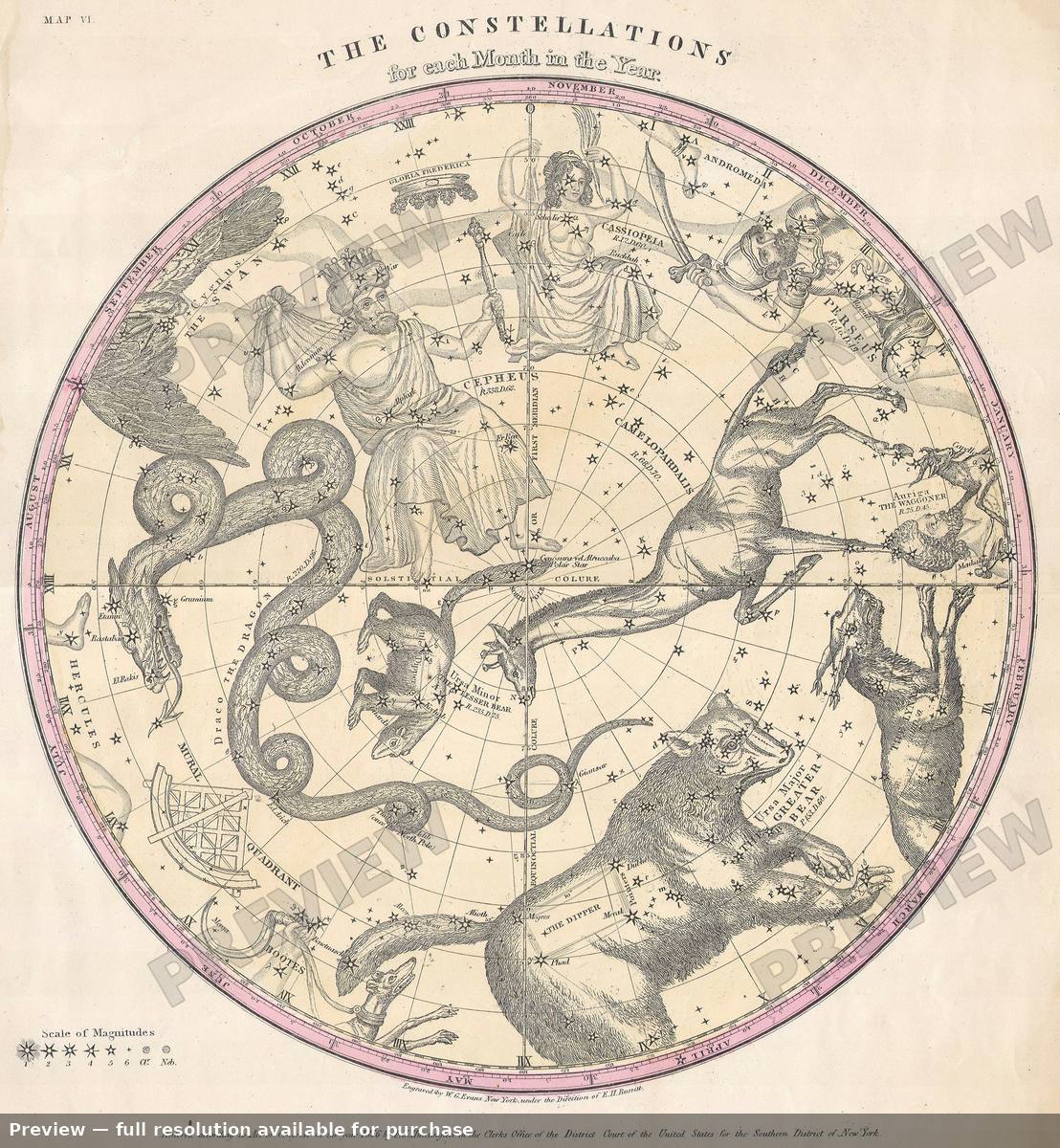 Antique map: Const North, 1856