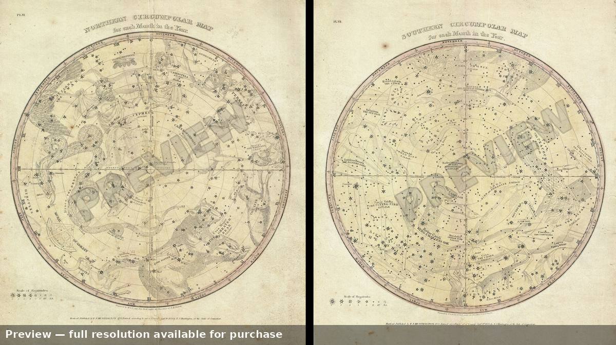 Antique map: Const North South, 1835
