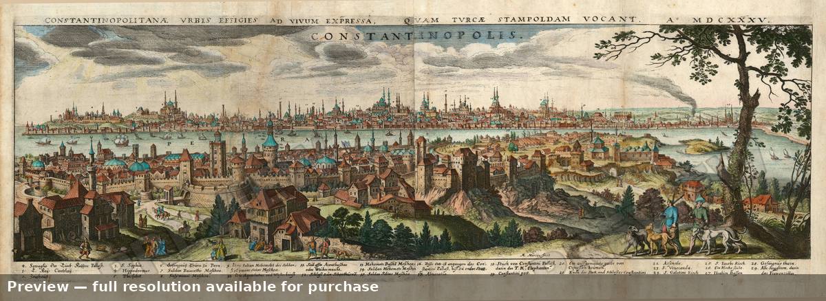Antique map: Constantinople, 1638