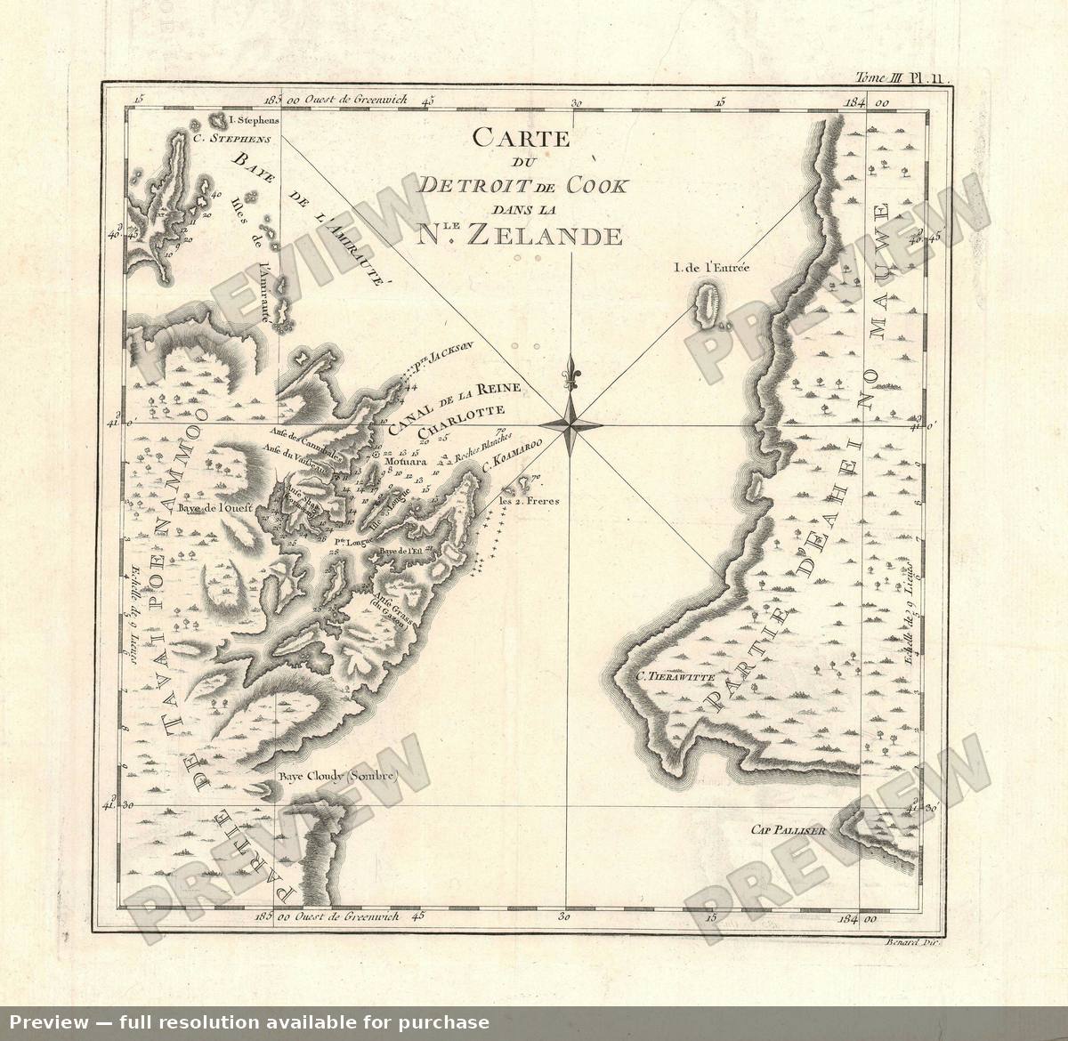 Antique map: Cook Strait, 1774