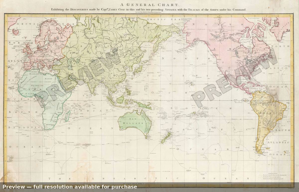 Antique map: Cook World, 1784