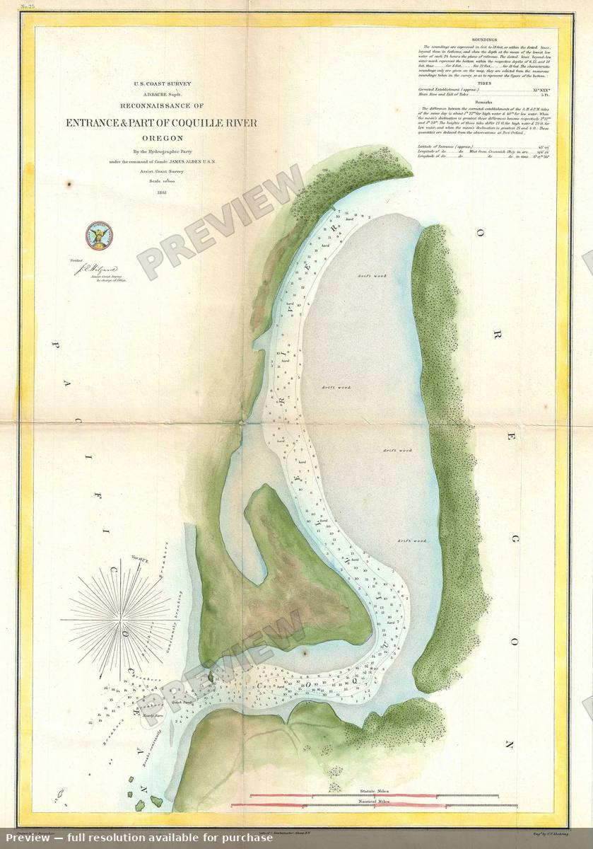 Antique map: Coquille River, 1861, 1861