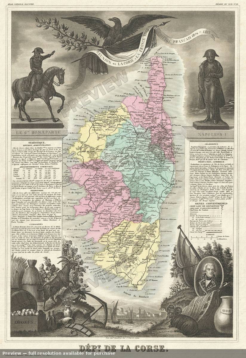 Antique map: Corsica, 1861