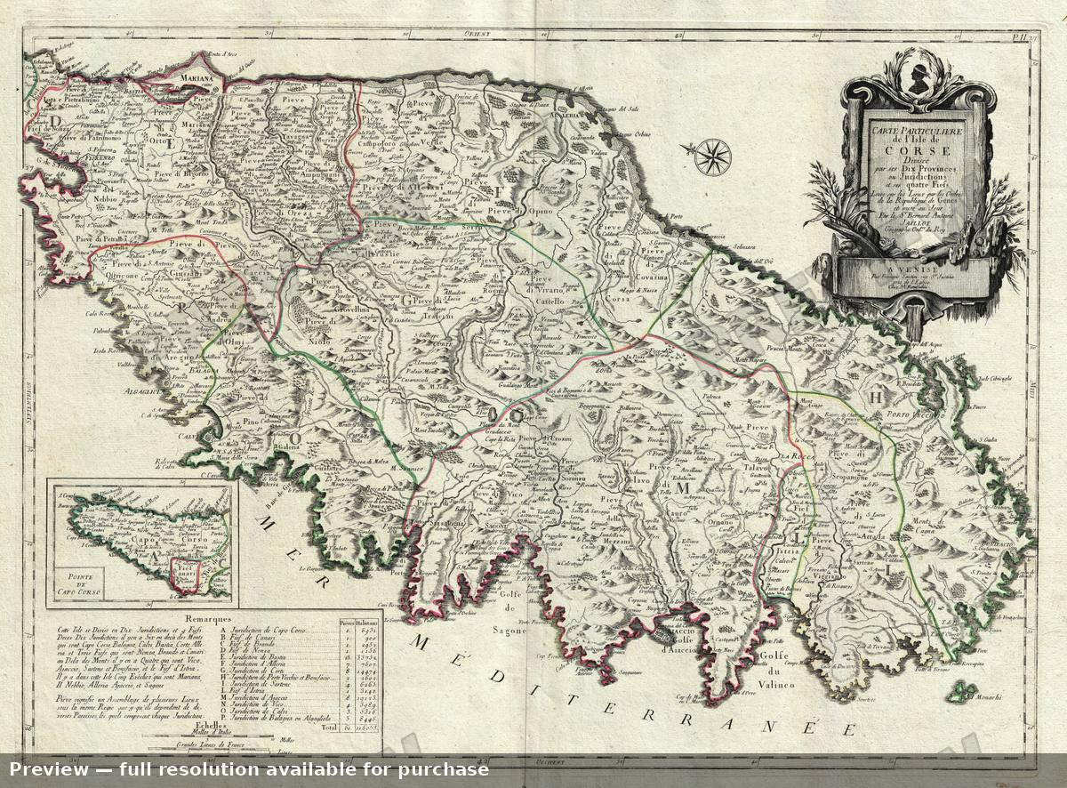 Antique map: Corsica, 1780