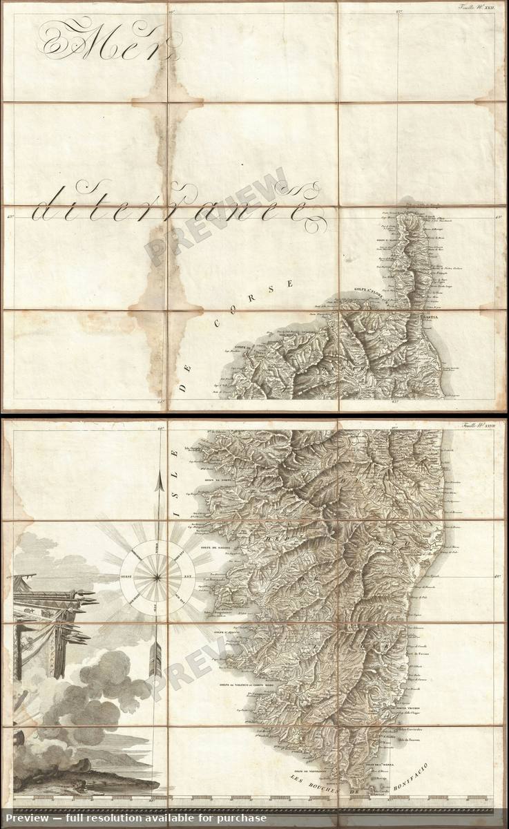 Antique map: Corsica, 1815, 1815