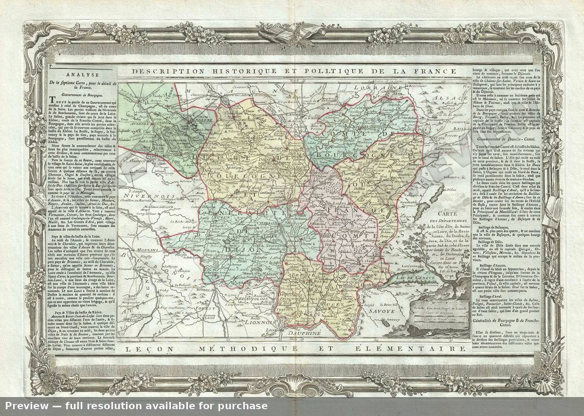 Antique map: Cote D Or Saone Loire, 1786