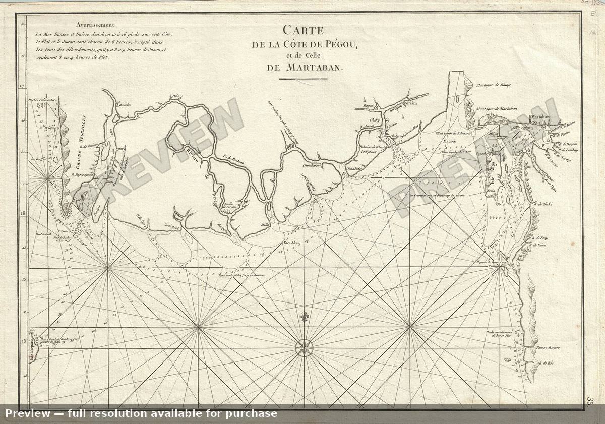 Antique map: Cote De Pegou, 1775