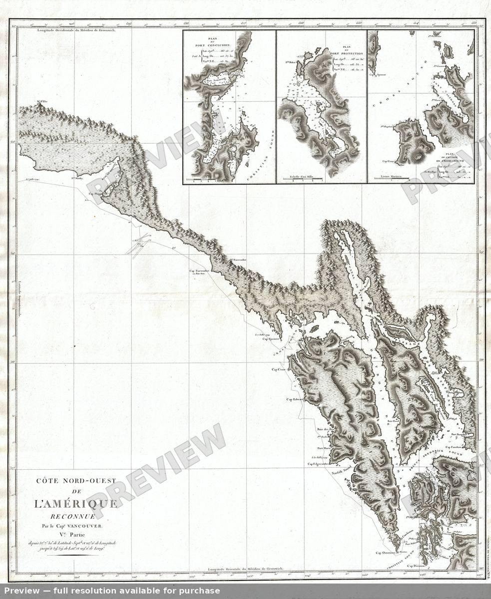 Antique map: Cote Nord Ouest Ve, 1799