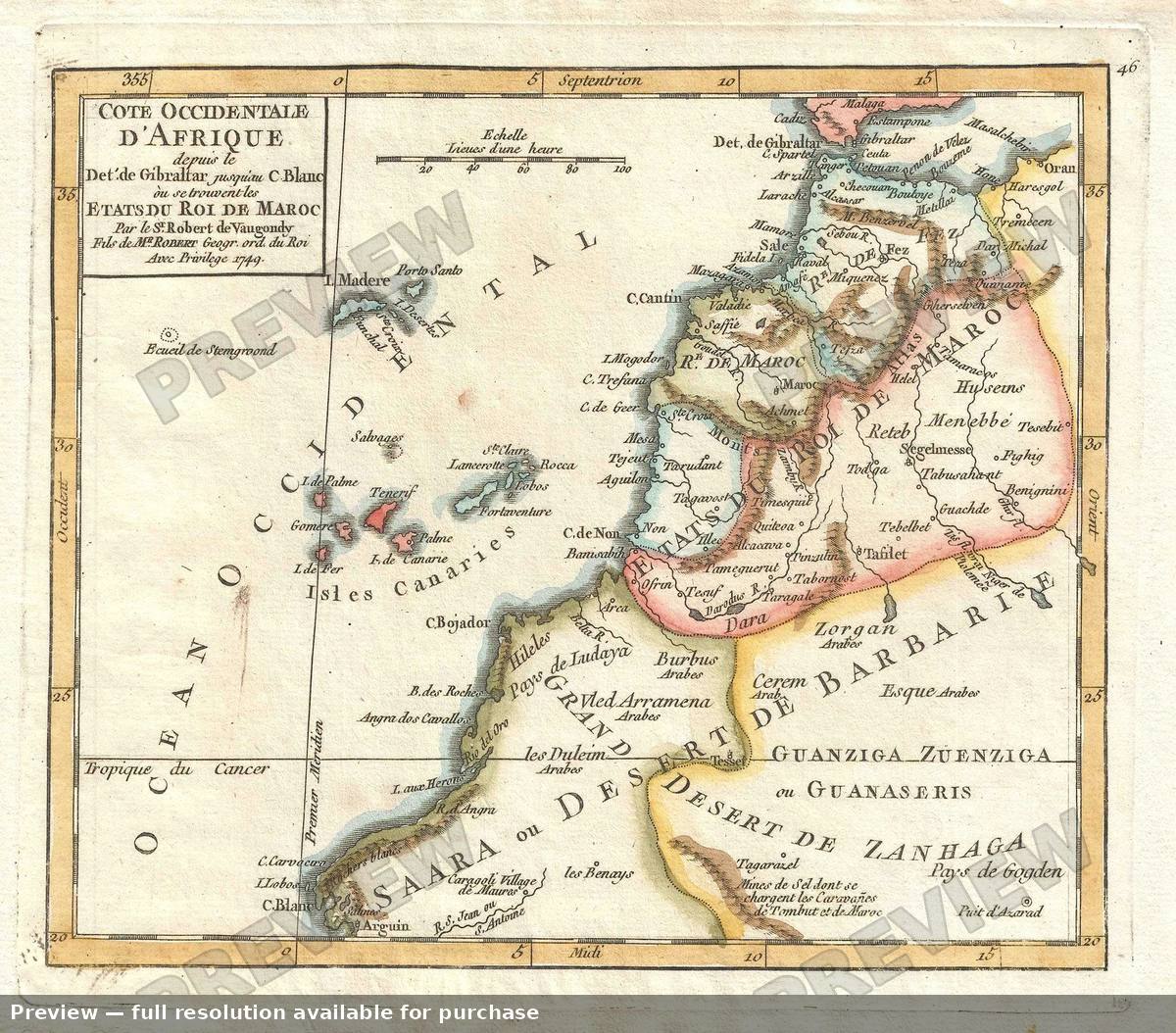 Antique map: Cote Occid Afrique, 1749