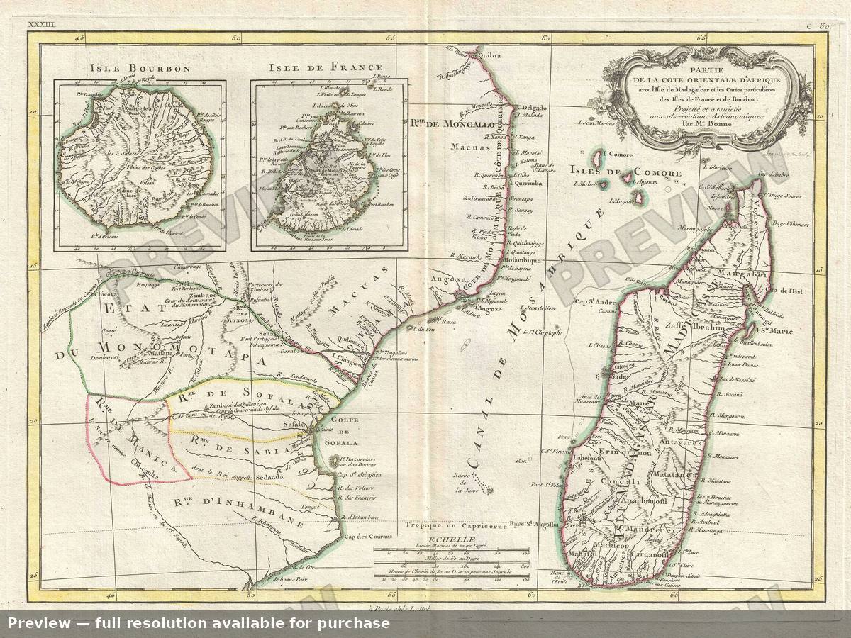 Antique map: Cote Orientale D Afrique, 1778, 1778