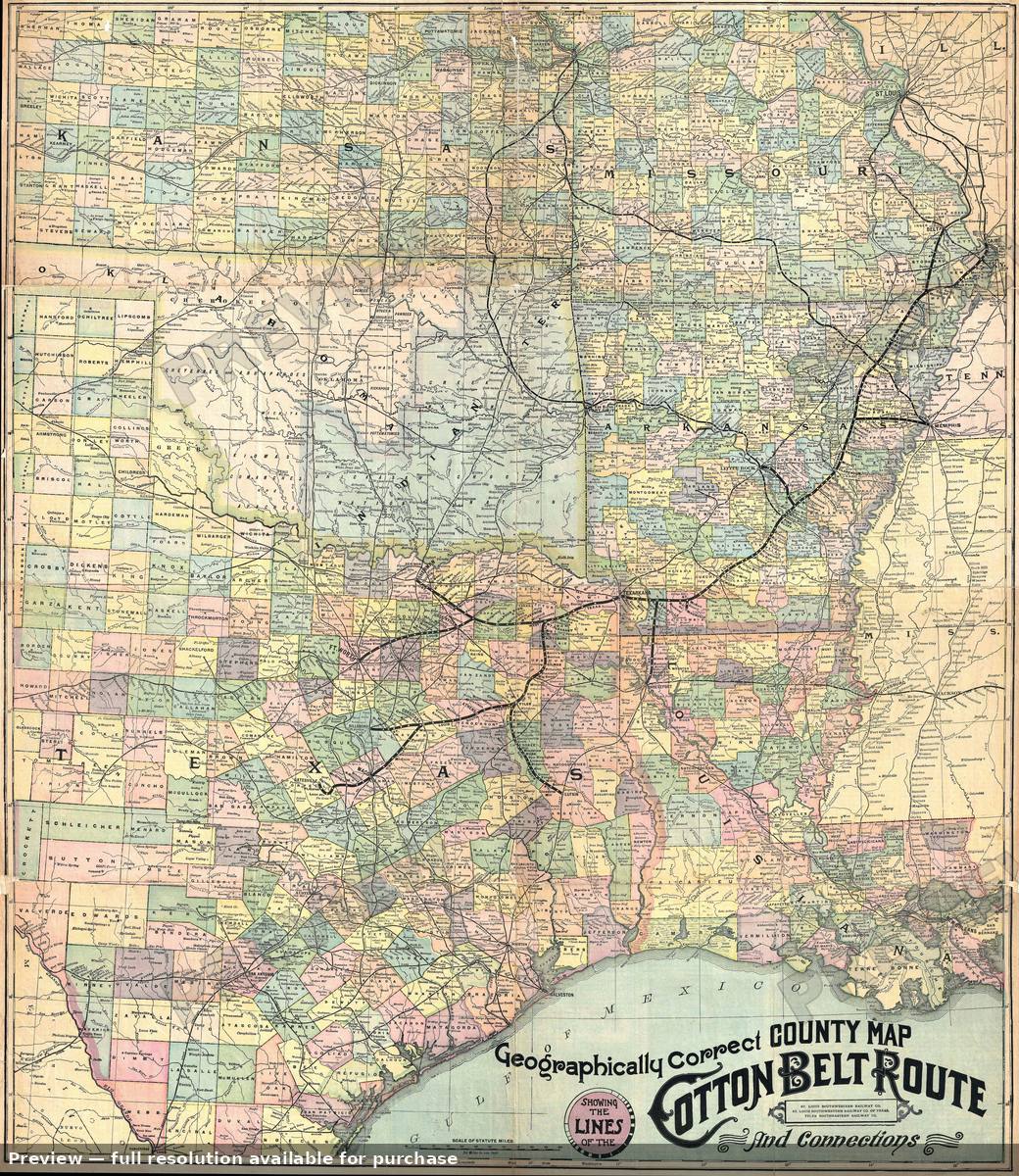 Antique map: Cotton Belt Route, 1900, 1900