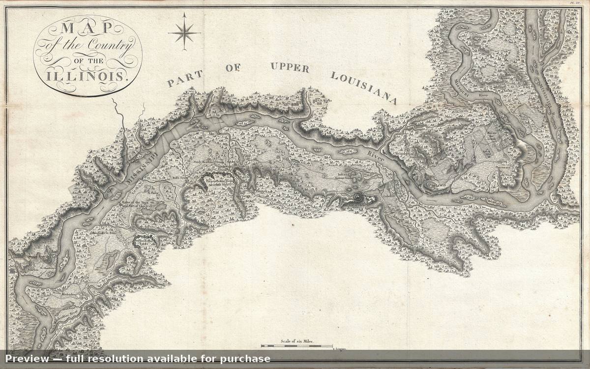 Antique map: Countryofthe Illinois, 1796, 1796