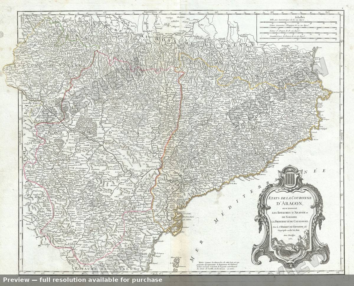Antique map: Couronne D Aragon, 1757, 1757