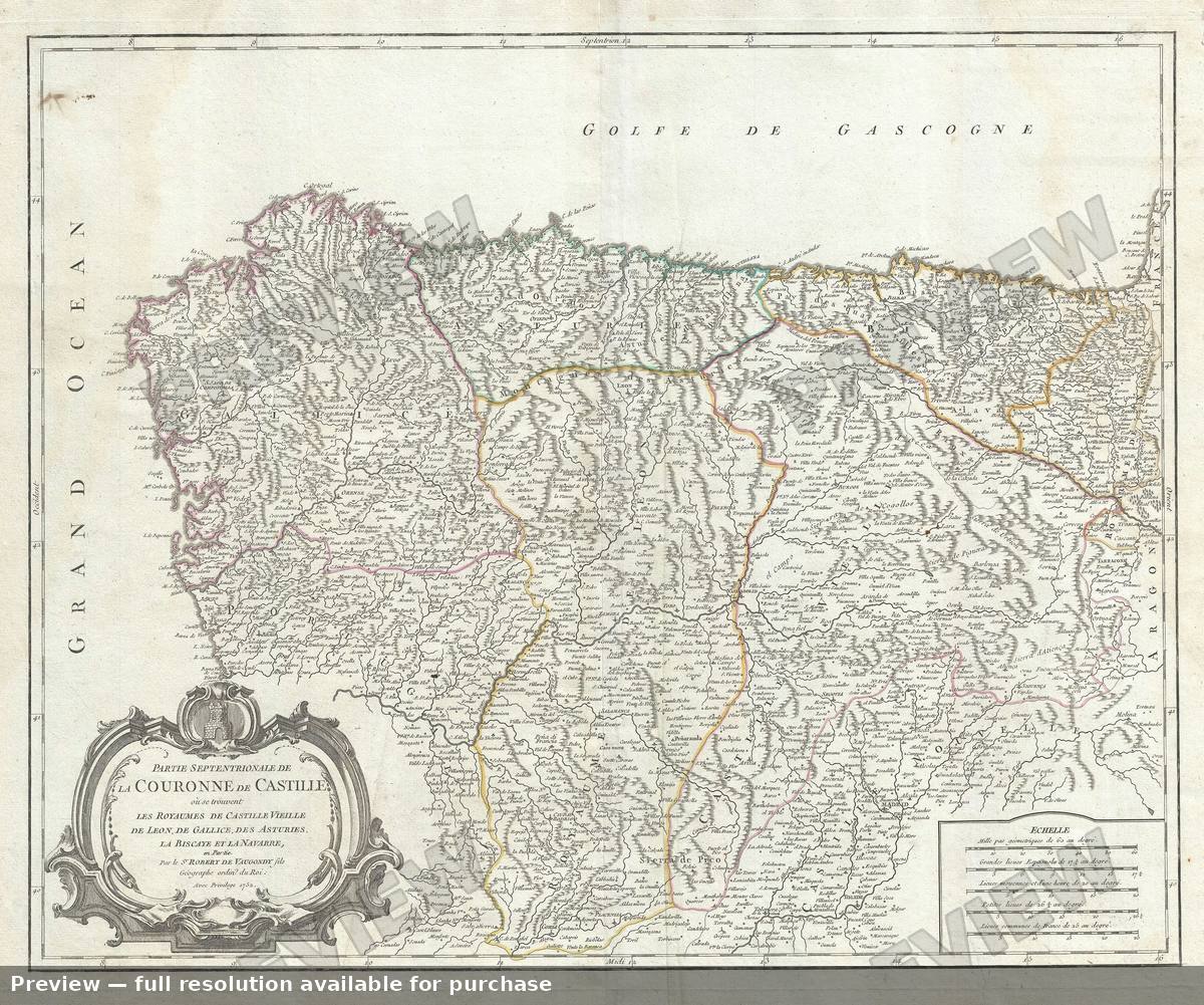 Antique map: Couronne De Castille, 1757, 1757