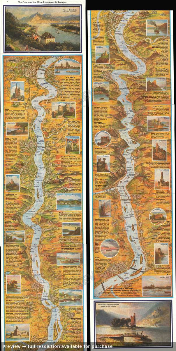Antique map: Course Rhine, 1960