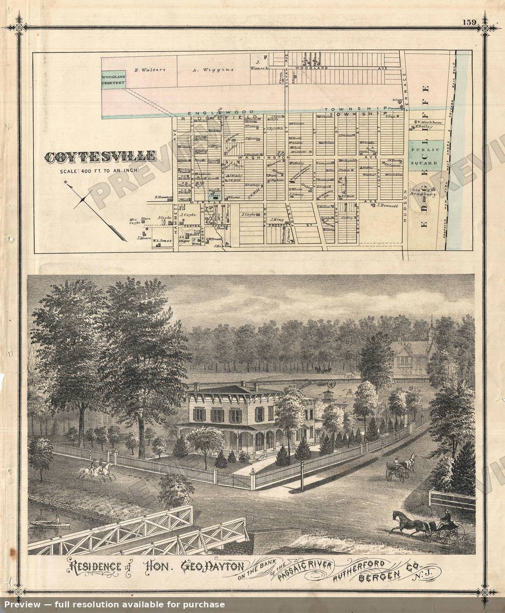 Antique map: Coytesville, 1876