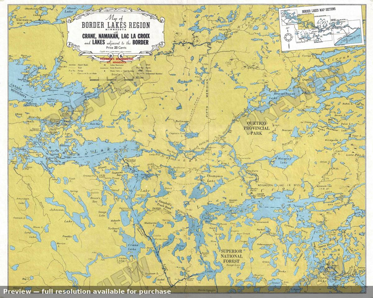 Antique map: Crane Namakan, 1939